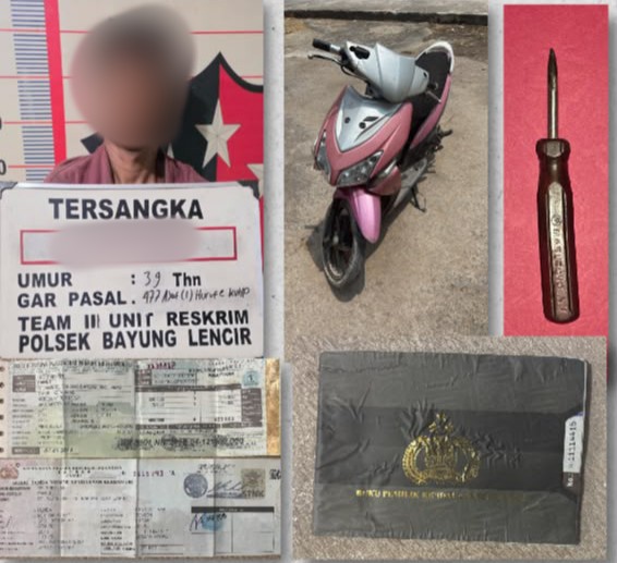 POLSEK BAYUNG LENCIR BERHASIL UNGKAP KASUS PENCURIAN DI DESA KALIBERAU KEC. BAYUNG LENCIR
